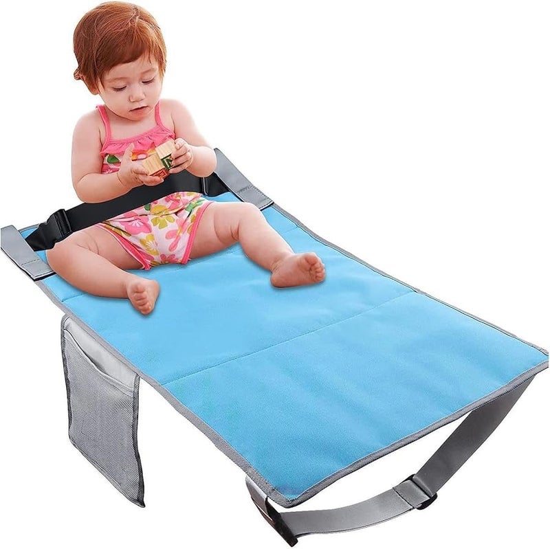 Kids Airplane Foot Pedal Adjustable Portable Folding Footrest With Storage Bag Blue - Image 1